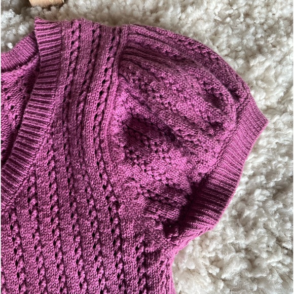 BETSEY JOHNSON PURPLE CAPPED SLEEVED CARDIGAN SWEATER - Picture 3 of 6